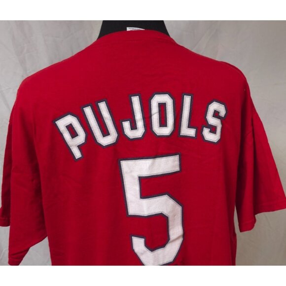 Delta St Louis Cardinals MLB Mens XL Albert Pujols #5 Red Baseball Tee Shirt - Picture 8 of 13